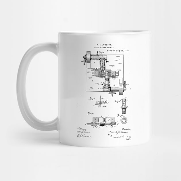 Drill Milling Machine Vintage Patent Hand Drawing by TheYoungDesigns